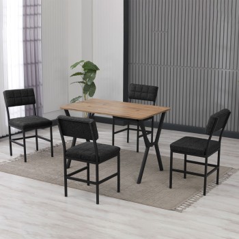 Extendable Dining Table & Chairs Set (5 Pieces) Dubai - Anthracite, Walnut Anthracite
Walnut