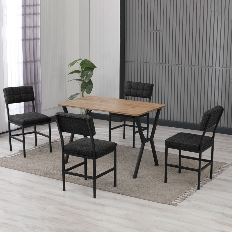 Extendable Dining Table & Chairs Set (5 Pieces) Dubai - Anthracite, Walnut Anthracite
Walnut