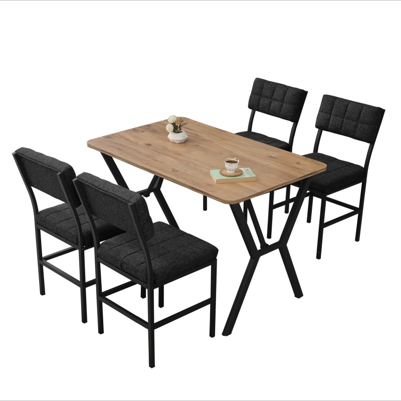 Extendable Dining Table & Chairs Set (5 Pieces) Dubai - Anthracite, Walnut Anthracite
Walnut
