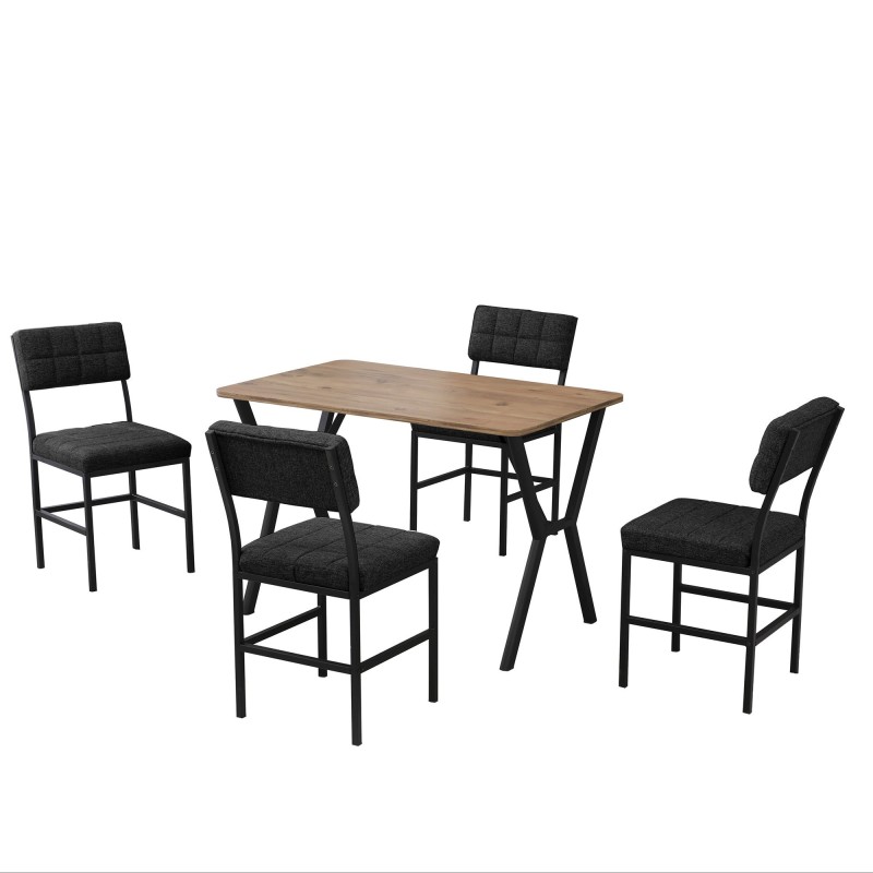 Extendable Dining Table & Chairs Set (5 Pieces) Dubai - Anthracite, Walnut Anthracite
Walnut