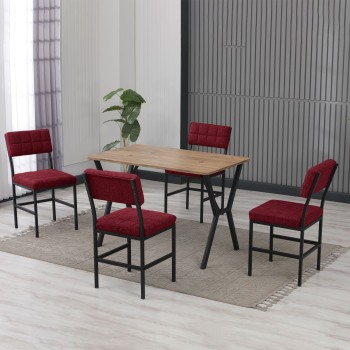 Extendable Dining Table & Chairs Set (5 Pieces) Dubai - Burgundy, Walnut Burgundy
Walnut