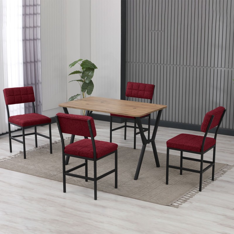 Extendable Dining Table & Chairs Set (5 Pieces) Dubai - Burgundy, Walnut Burgundy
Walnut