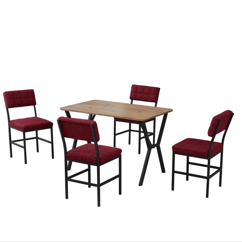 Extendable Dining Table & Chairs Set (5 Pieces) Dubai - Burgundy, Walnut Burgundy
Walnut