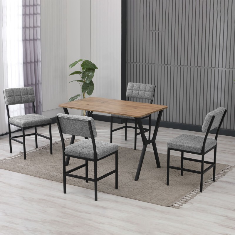 Extendable Dining Table & Chairs Set (5 Pieces) Dubai - Grey, Walnut Grey
Walnut