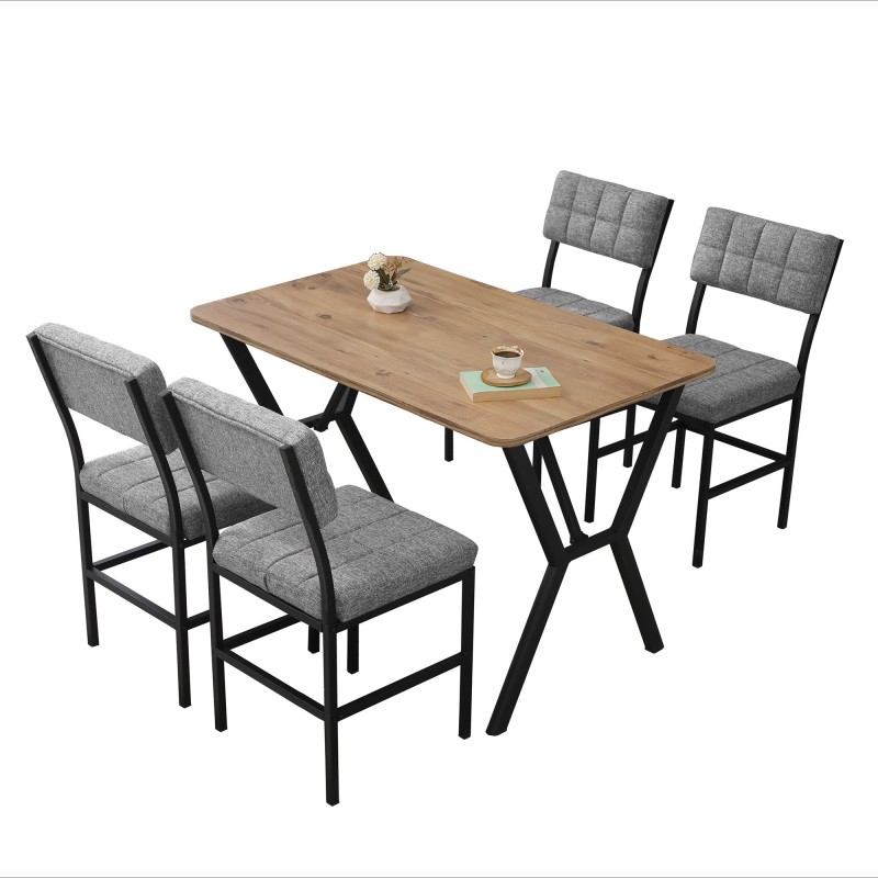 Extendable Dining Table & Chairs Set (5 Pieces) Dubai - Grey, Walnut Grey
Walnut
