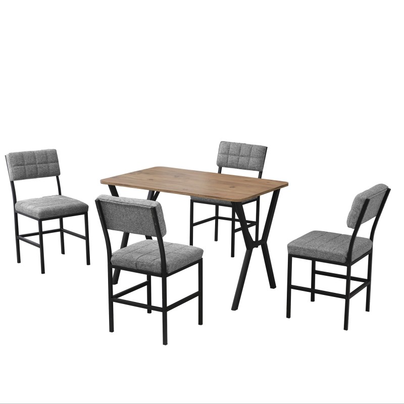 Extendable Dining Table & Chairs Set (5 Pieces) Dubai - Grey, Walnut Grey
Walnut