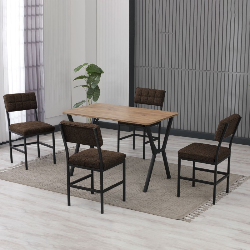 Extendable Dining Table & Chairs Set (5 Pieces) Dubai - Brown, Walnut Brown
Walnut