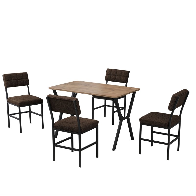 Extendable Dining Table & Chairs Set (5 Pieces) Dubai - Brown, Walnut Brown
Walnut