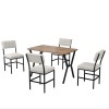 Extendable Dining Table & Chairs Set (5 Pieces) Dubai - Cream, Walnut Cream
Walnut