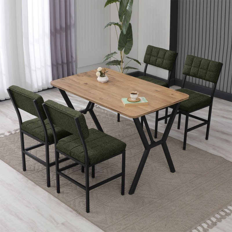 Extendable Dining Table & Chairs Set (5 Pieces) Dubai - Green, Walnut Green
Walnut