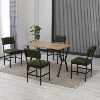 Extendable Dining Table & Chairs Set (5 Pieces) Dubai - Green, Walnut Green
Walnut