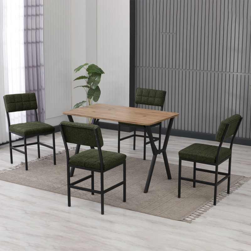 Extendable Dining Table & Chairs Set (5 Pieces) Dubai - Green, Walnut Green
Walnut