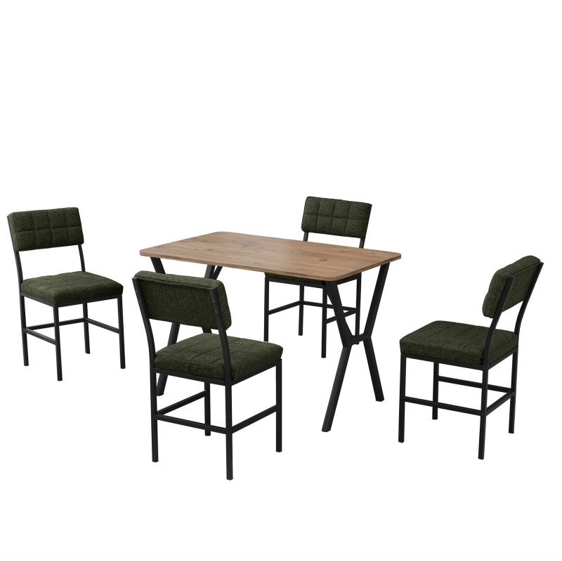 Extendable Dining Table & Chairs Set (5 Pieces) Dubai - Green, Walnut Green
Walnut