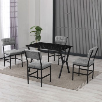 Extendable Dining Table & Chairs Set (5 Pieces) Dubai - Grey, Black Grey
Black