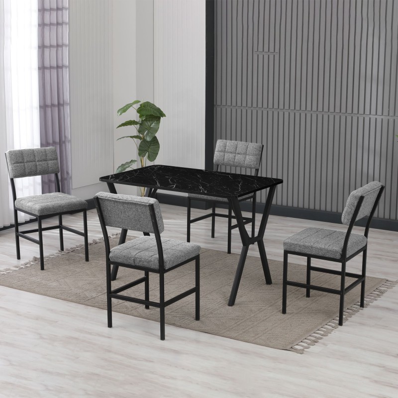 Extendable Dining Table & Chairs Set (5 Pieces) Dubai - Grey, Black Grey
Black
