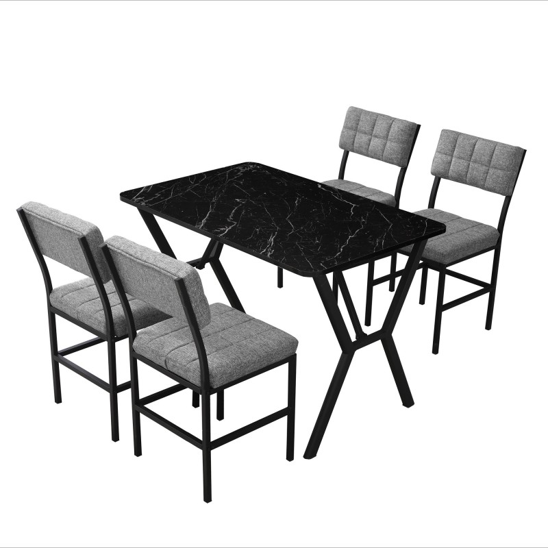 Extendable Dining Table & Chairs Set (5 Pieces) Dubai - Grey, Black Grey
Black
