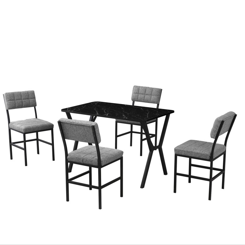 Extendable Dining Table & Chairs Set (5 Pieces) Dubai - Grey, Black Grey
Black
