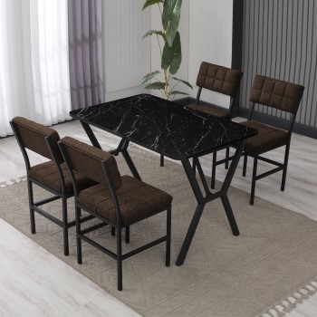 Extendable Dining Table & Chairs Set (5 Pieces) Dubai - Brown, Black Brown
Black