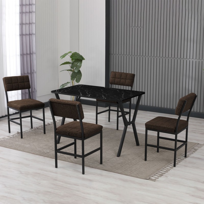 Extendable Dining Table & Chairs Set (5 Pieces) Dubai - Brown, Black Brown
Black