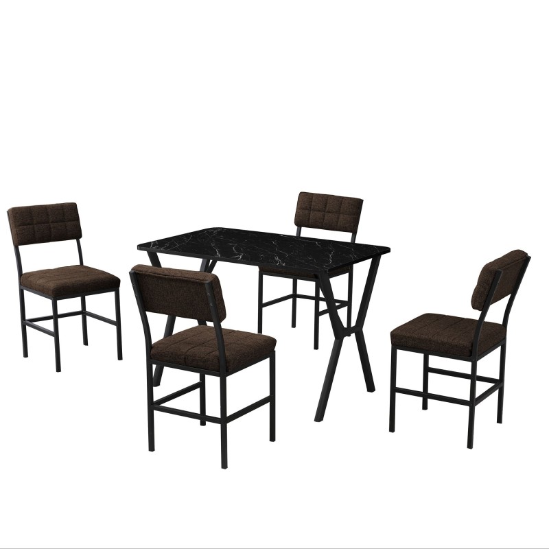 Extendable Dining Table & Chairs Set (5 Pieces) Dubai - Brown, Black Brown
Black