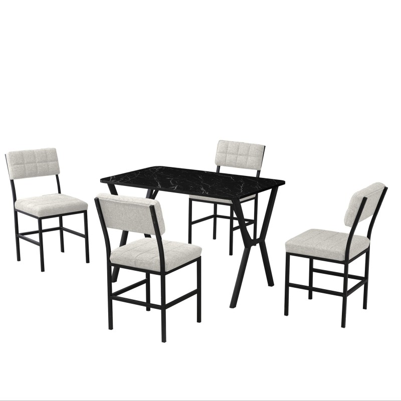 Extendable Dining Table & Chairs Set (5 Pieces) Dubai - Cream, Black Cream
Black