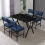 Extendable Dining Table & Chairs Set (5 Pieces) Dubai - Navy Blue, Black Navy Blue
Black