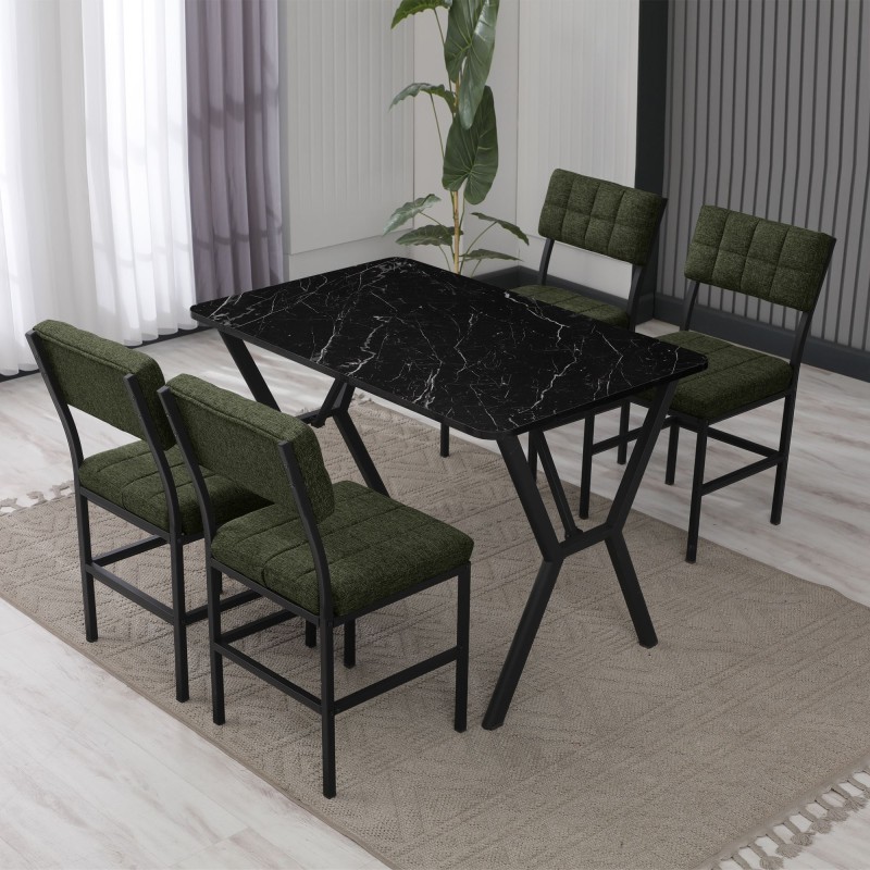 Extendable Dining Table & Chairs Set (5 Pieces) Dubai - Green, Black Green
Black