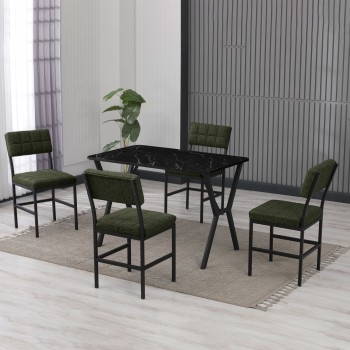 Extendable Dining Table & Chairs Set (5 Pieces) Dubai - Green, Black Green
Black