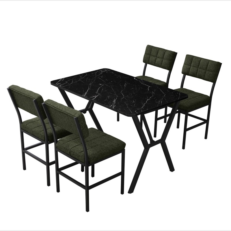 Extendable Dining Table & Chairs Set (5 Pieces) Dubai - Green, Black Green
Black