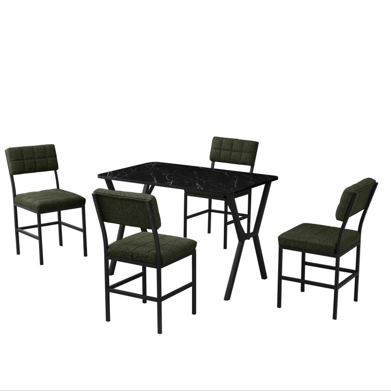 Extendable Dining Table & Chairs Set (5 Pieces) Dubai - Green, Black Green
Black