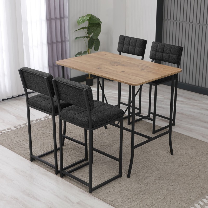 Bar Table & Stool Set (5 Pieces) Retro - Anthracite, Walnut Anthracite
Walnut