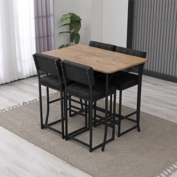 Bar Table & Stool Set (5 Pieces) Retro - Anthracite, Walnut Anthracite
Walnut