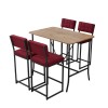 Bar Table & Stool Set (5 Pieces) Retro - Burgundy, Walnut Burgundy
Walnut