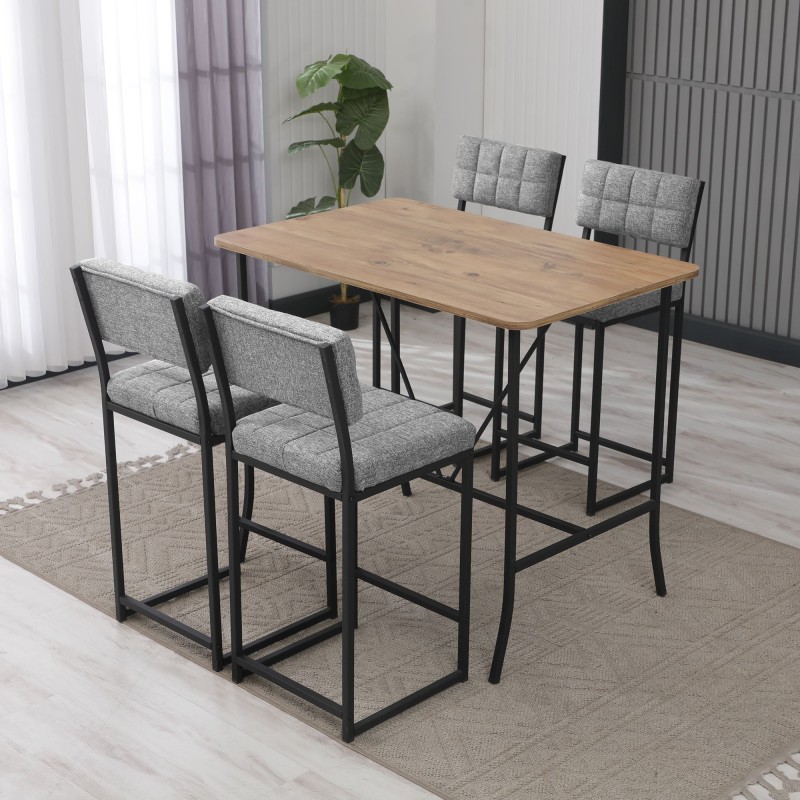 Bar Table & Stool Set (5 Pieces) Retro - Grey, Walnut Grey
Walnut