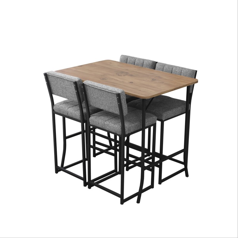 Bar Table & Stool Set (5 Pieces) Retro - Grey, Walnut Grey
Walnut
