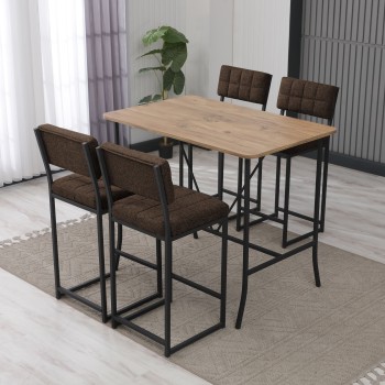 Bar Table & Stool Set (5 Pieces) Retro - Brown, Walnut Brown
Walnut
