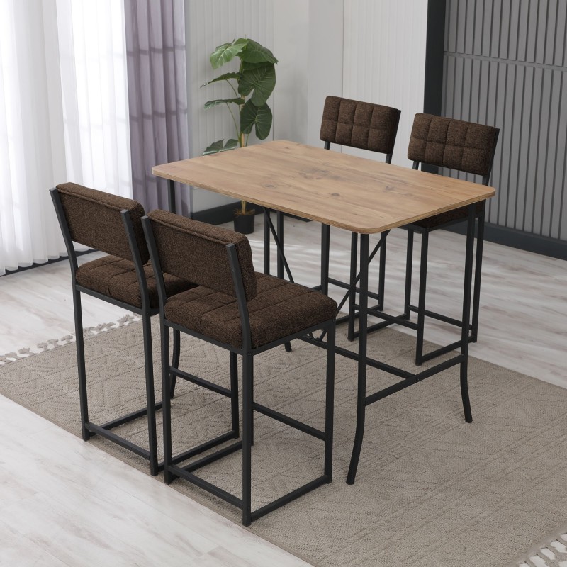 Bar Table & Stool Set (5 Pieces) Retro - Brown, Walnut Brown
Walnut
