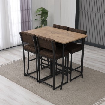 Bar Table & Stool Set (5 Pieces) Retro - Brown, Walnut Brown
Walnut