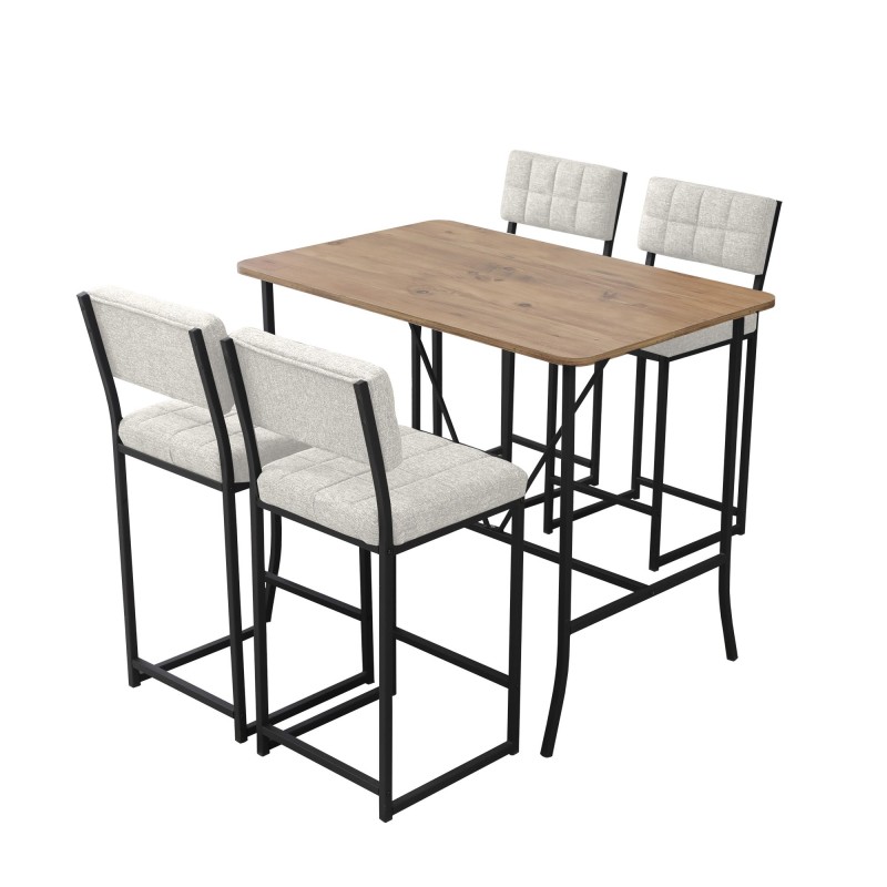 Bar Table & Stool Set (5 Pieces) Retro - Cream, Walnut Cream
Walnut