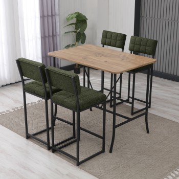 Bar Table & Stool Set (5 Pieces) Retro - Green, Walnut Green
Walnut