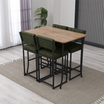 Bar Table & Stool Set (5 Pieces) Retro - Green, Walnut Green
Walnut