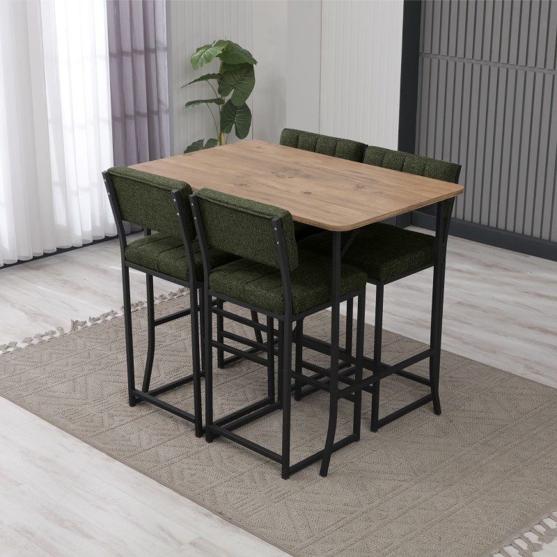 Bar Table & Stool Set (5 Pieces) Retro - Green, Walnut Green
Walnut
