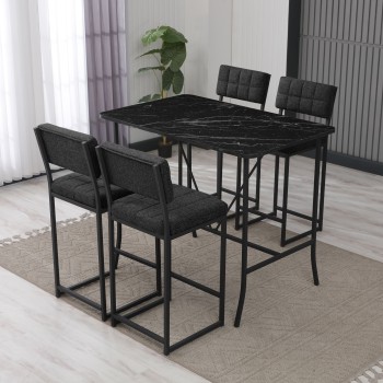 Bar Table & Stool Set (5 Pieces) Retro - Anthracite, Black Anthracite
Black
