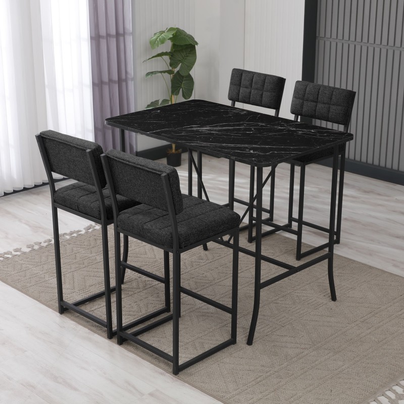 Bar Table & Stool Set (5 Pieces) Retro - Anthracite, Black Anthracite
Black