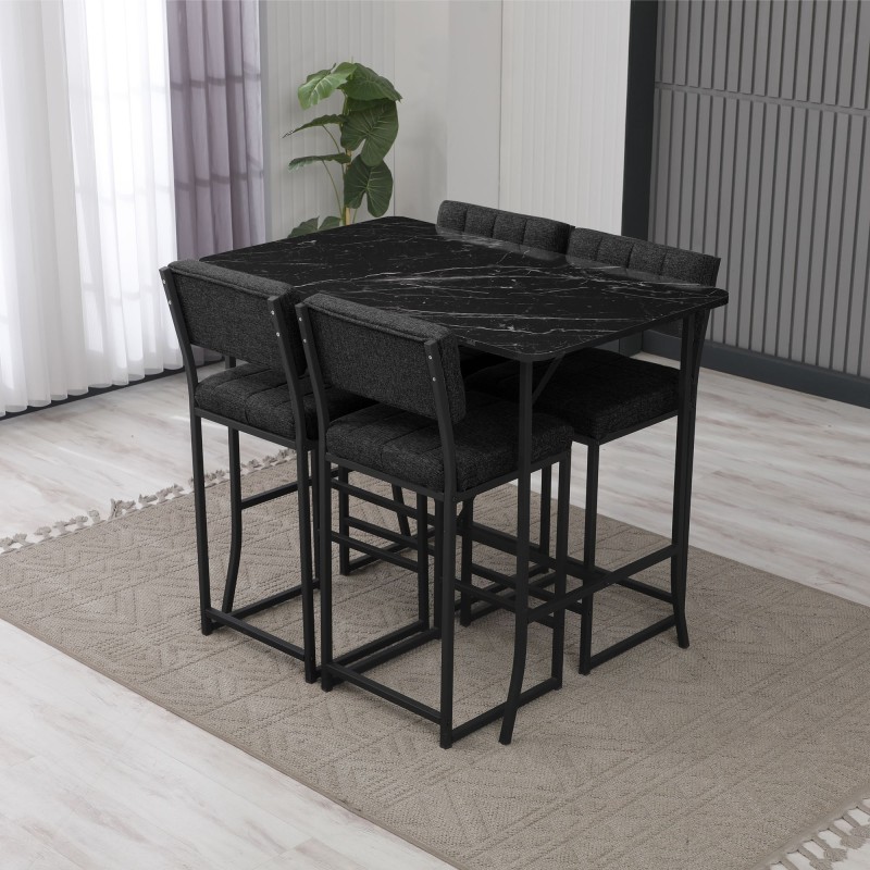 Bar Table & Stool Set (5 Pieces) Retro - Anthracite, Black Anthracite
Black