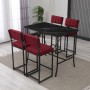 Bar Table & Stool Set (5 Pieces) Retro - Burgundy, Black Burgundy
Black
