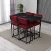 Bar Table & Stool Set (5 Pieces) Retro - Burgundy, Black Burgundy
Black