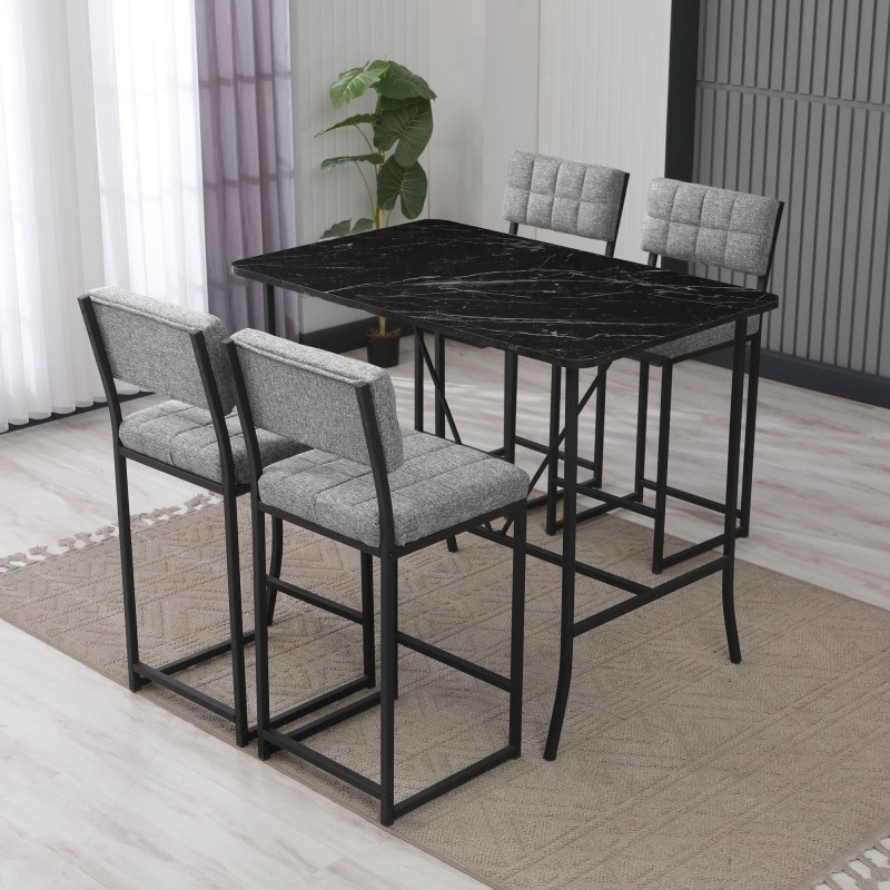 Bar Table & Stool Set (5 Pieces) Retro - Grey, Black Grey
Black