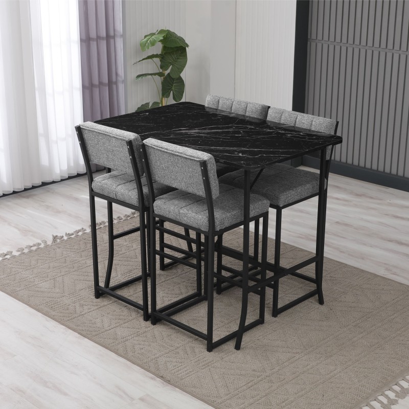 Bar Table & Stool Set (5 Pieces) Retro - Grey, Black Grey
Black