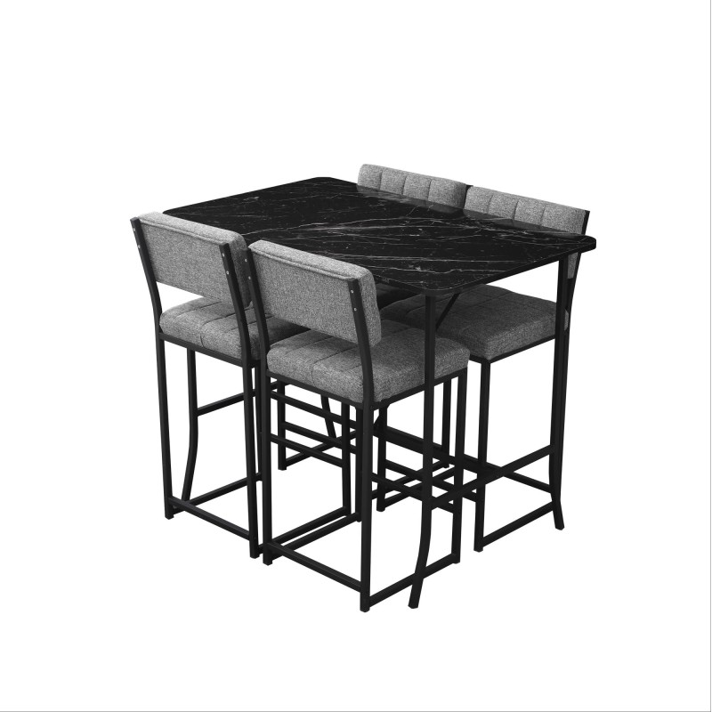 Bar Table & Stool Set (5 Pieces) Retro - Grey, Black Grey
Black